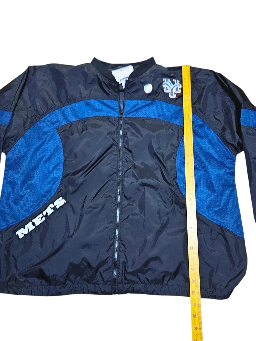 ​Vintage Puma MLB New York Mets Windbreaker Jacket Black Blue Full Zip Large